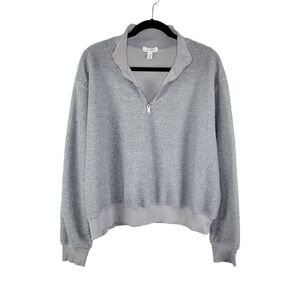 Topshop Women's Gray Nubby Boucle Fleece 1/4 Zip Pullover Jacket US Size 14